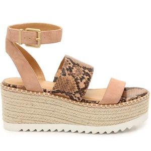 Crown Vintage - Daylen light pink & snake print espadrille wedge sandal - 7.5